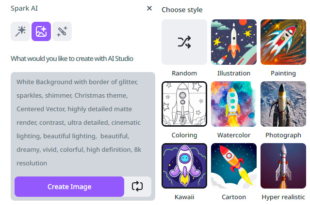 Opciones de Spark Creative Fabrica